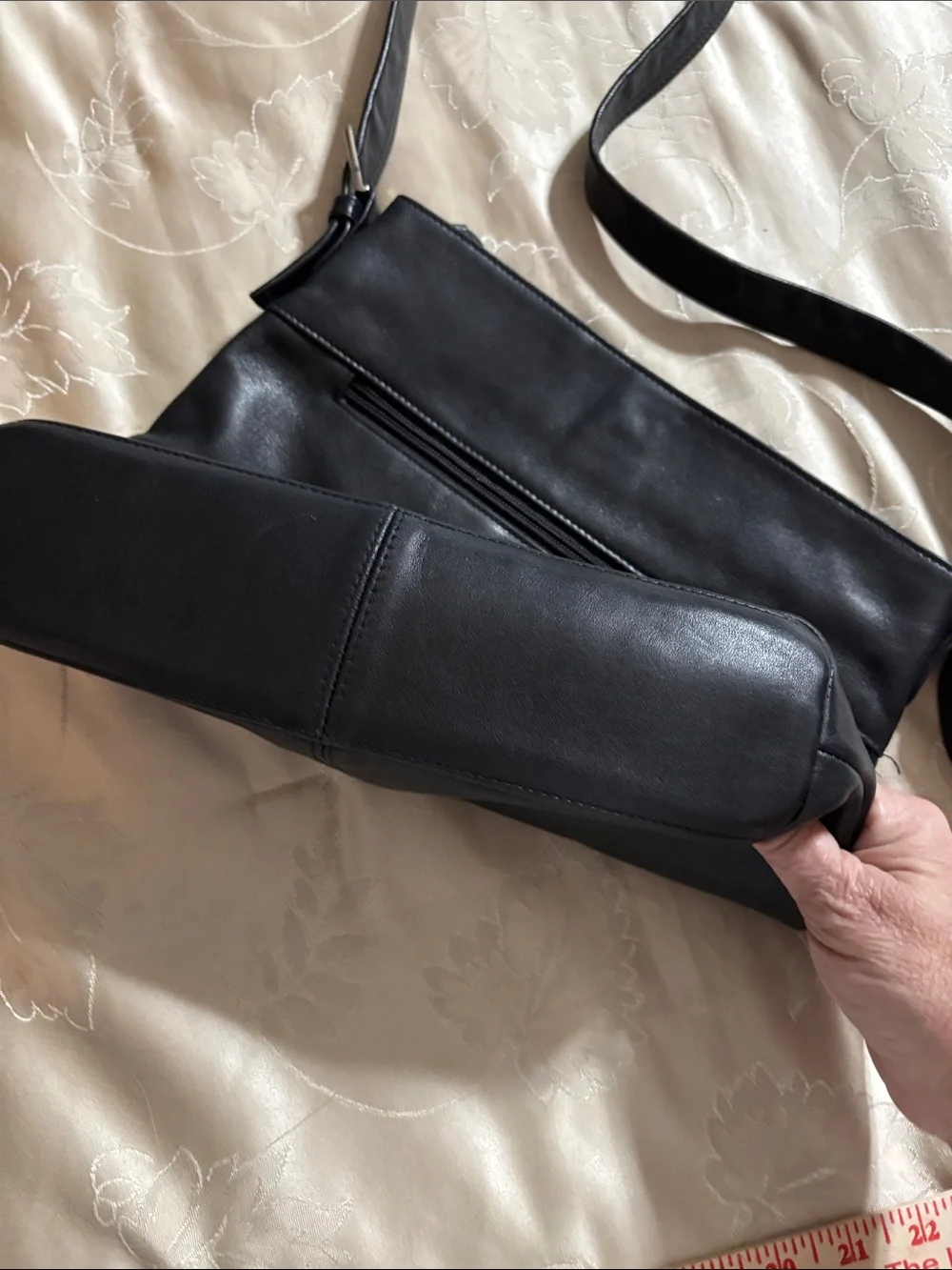 Tignanello Black Leather Crossbody Messenger Bag